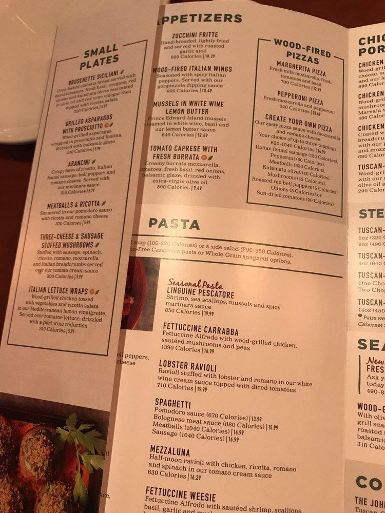 Menu at Carrabba's Italian Grill pub & bar, Smithtown