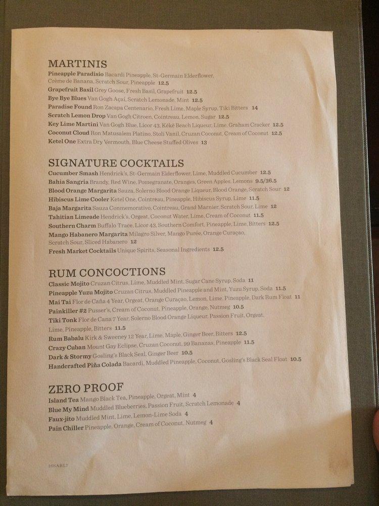 Menu at Tommy Bahama Restaurant, Bar & Store, Sarasota