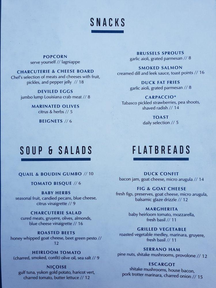 Carta del pub y bar Copper Vine, Nueva Orleans