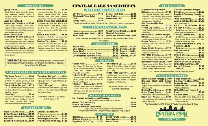 Menu At Central Park Family Restaurant, Fort Myers