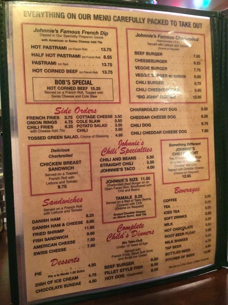 Menu at Johnnie's Pastrami restaurant, Culver City