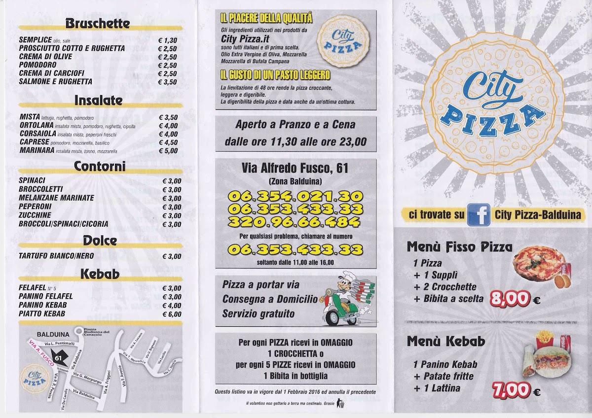 Menu di City Pizza- Balduina 