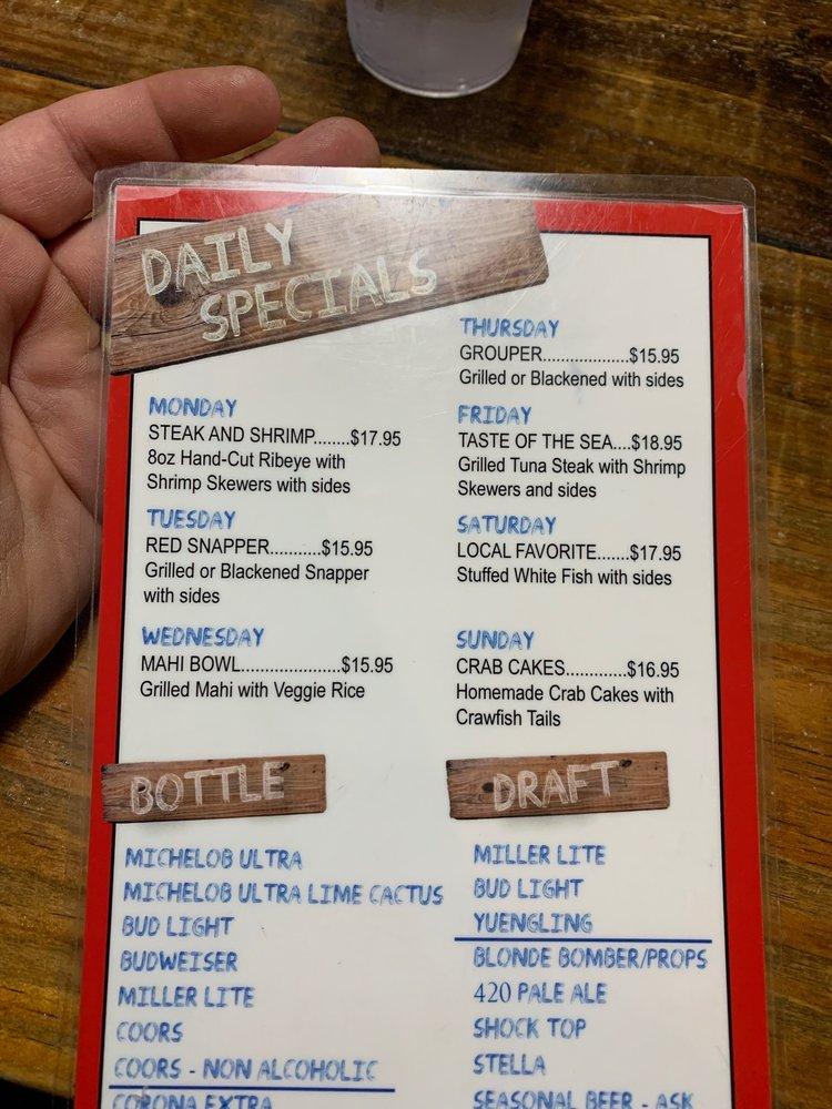 Menu at Gulf Shores Steamer restaurant, Orange Beach
