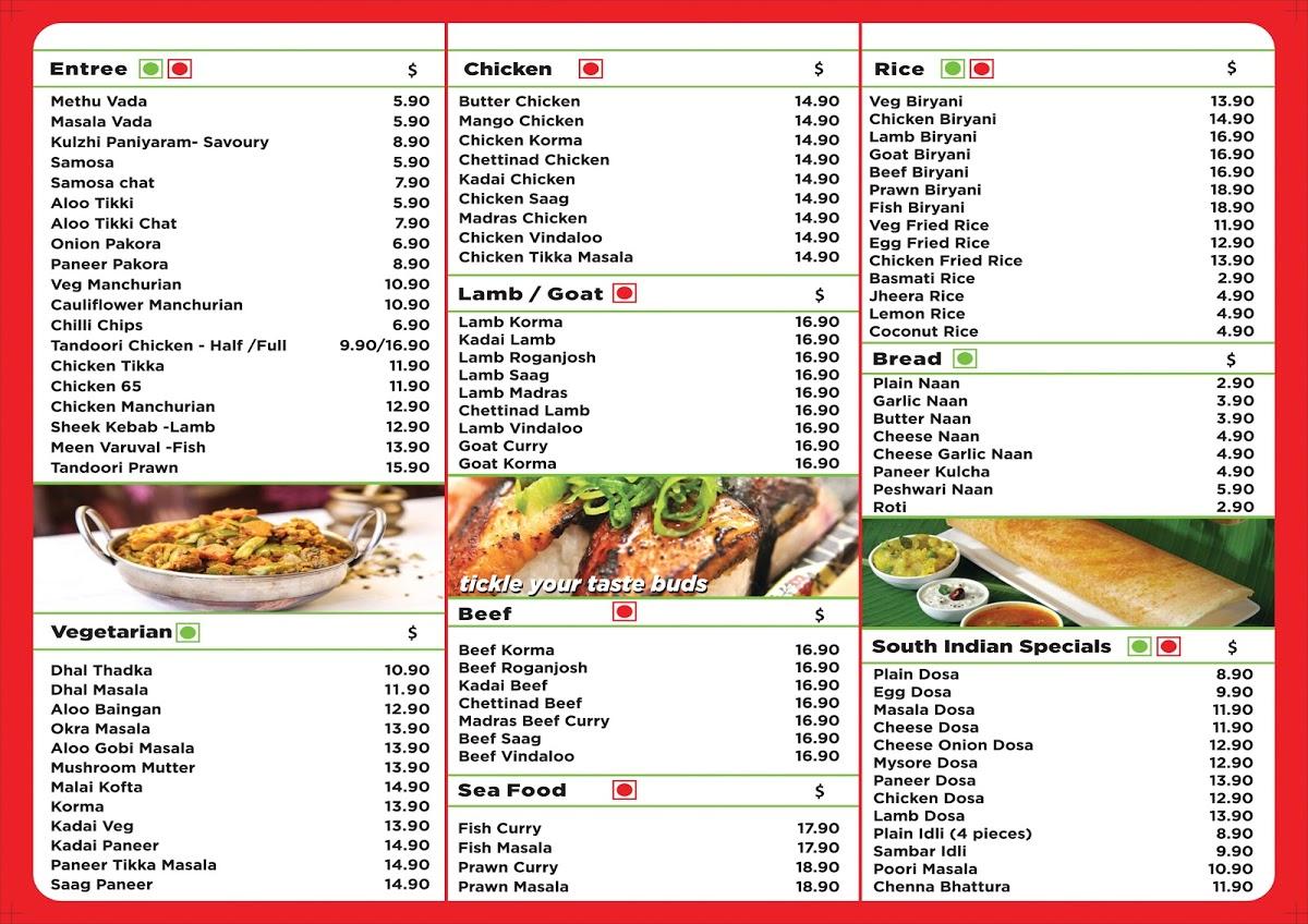 Menu at New Yatra restaurant, West Ryde