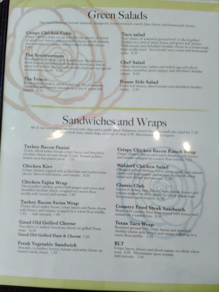 Menu at The Rose cafe, Pagosa Springs, 408 Pagosa St