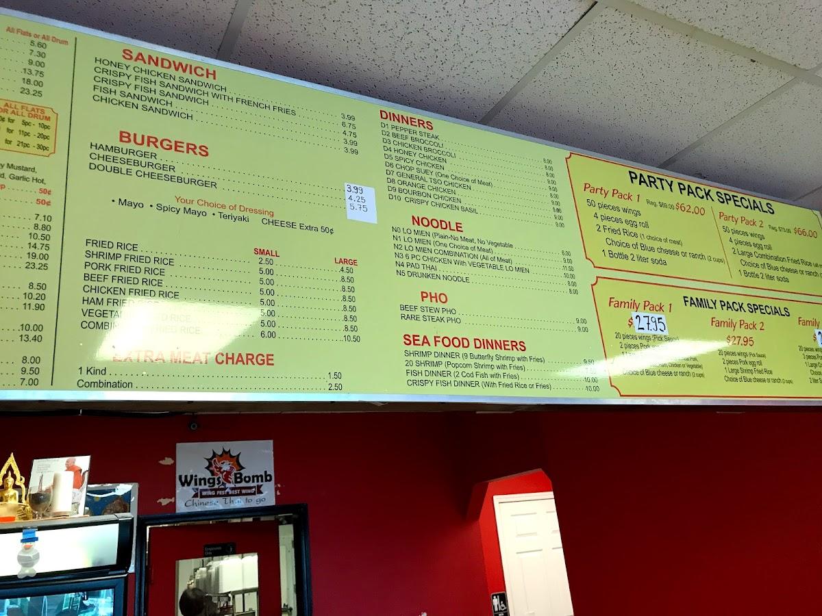 Carta del restaurante Wings Bomb, Port Saint Lucie, US1