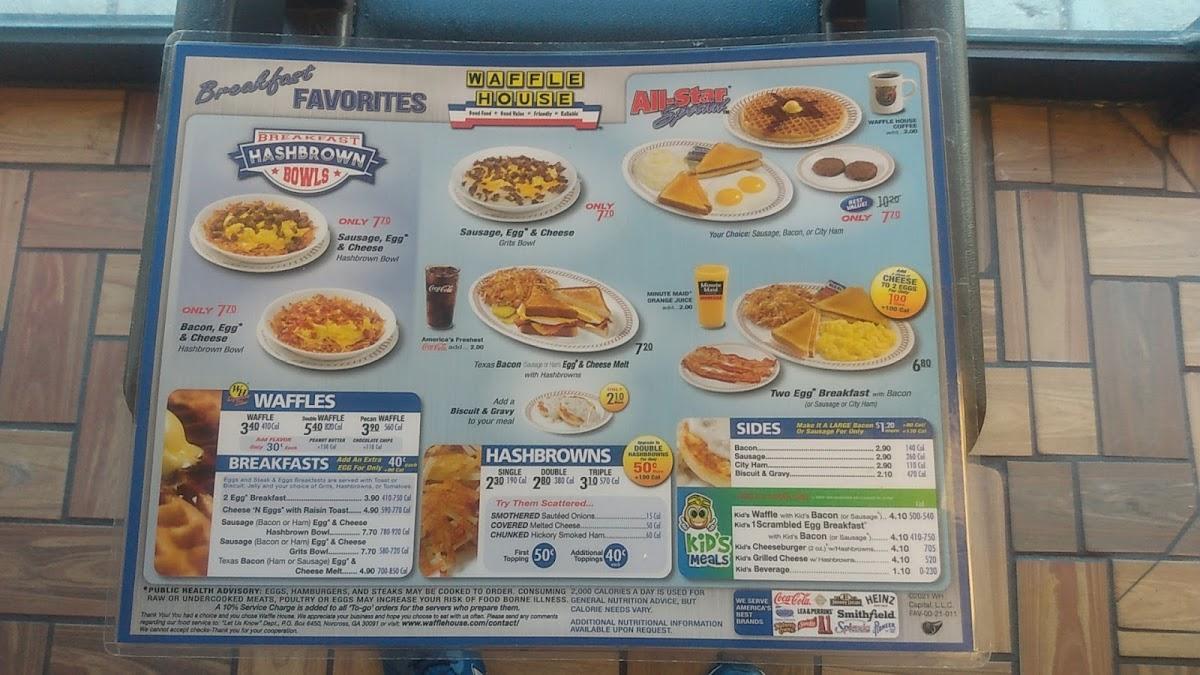 Menu at Waffle House restaurant, Moultrie, 1st Ave SE