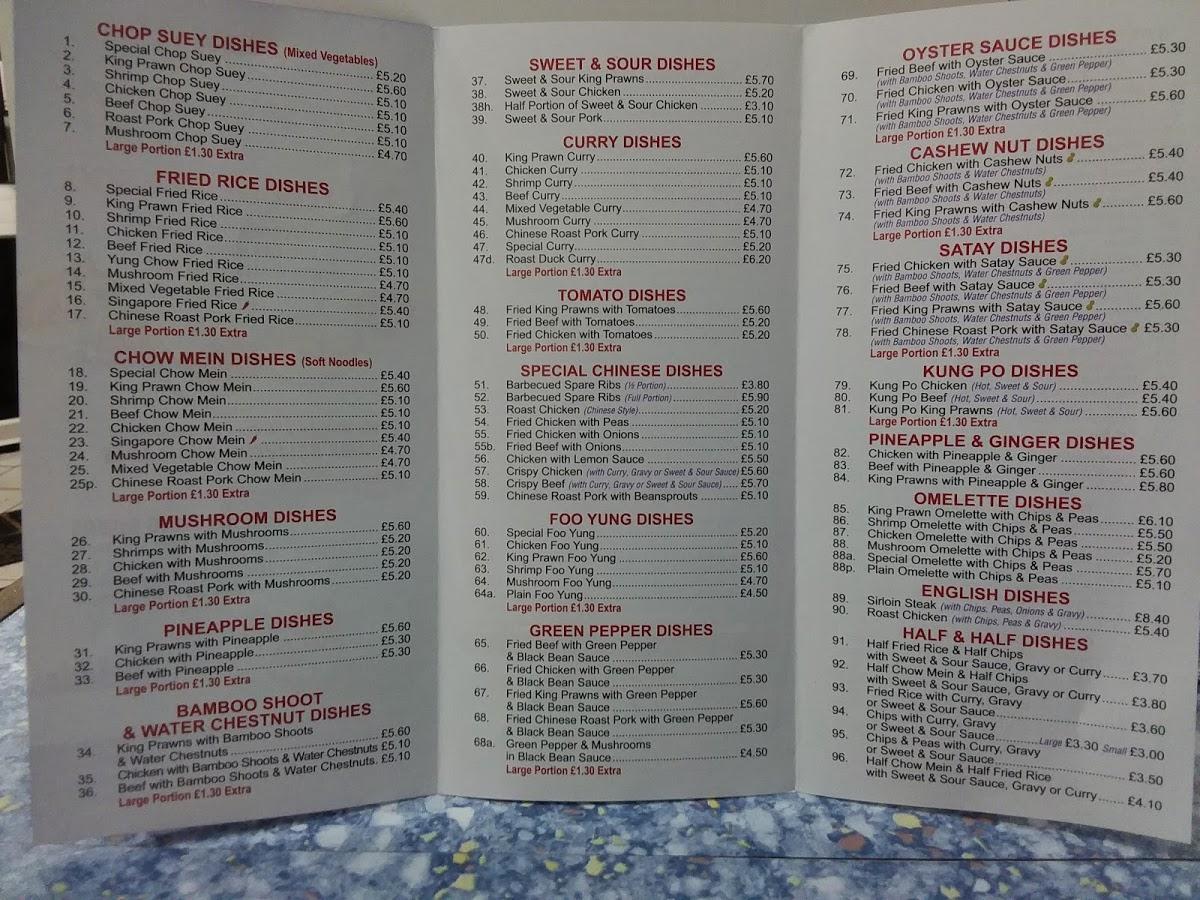 Menu at Lucky Star fast food, Aberdare