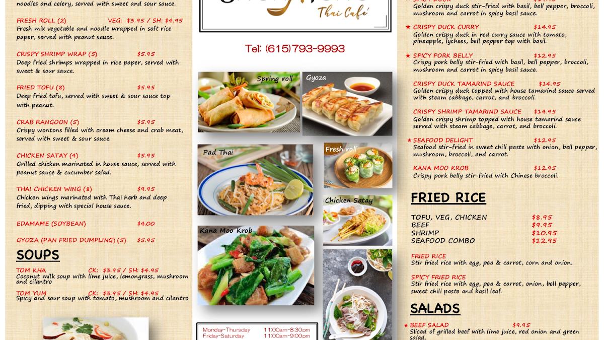 Menu at Chon Tong (Thai Cafe) Tennessee, La Vergne