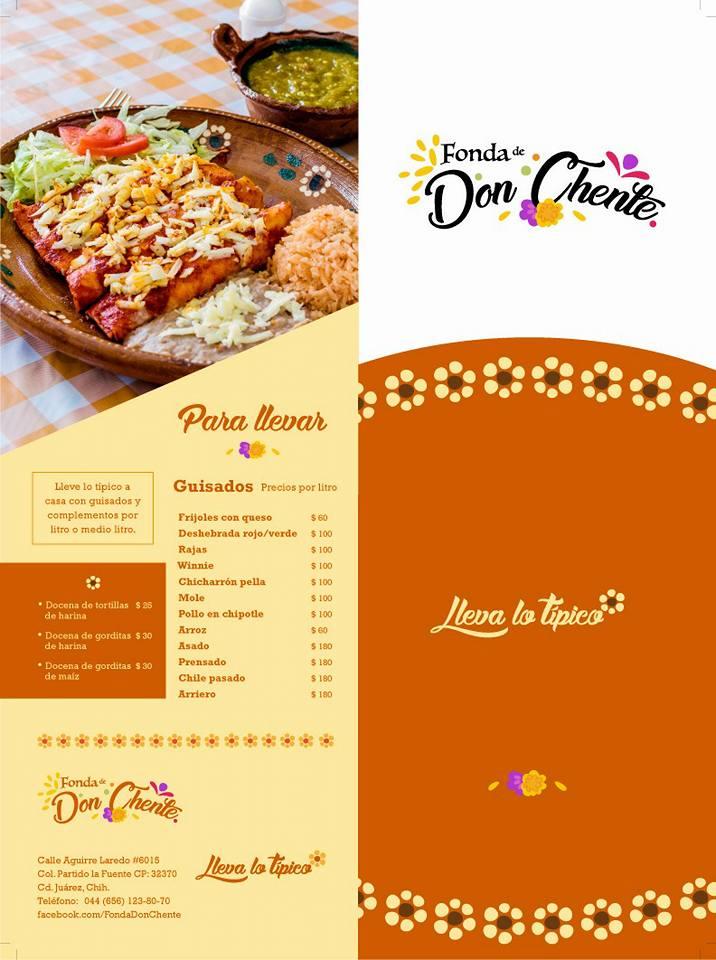 Menu at Fonda de Don Chente restaurant, Ciudad Juarez