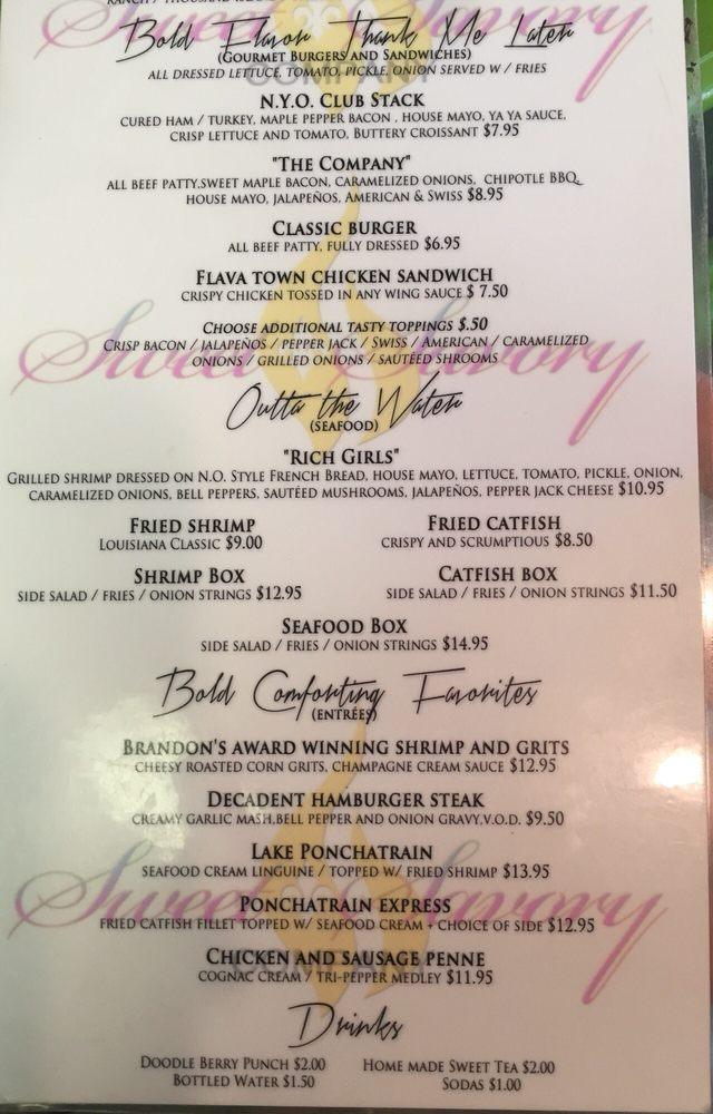 Menu at Sweet & Savory Co. desserts, Gonzales