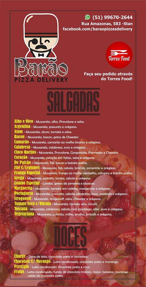 Barão Pizzas cardápio