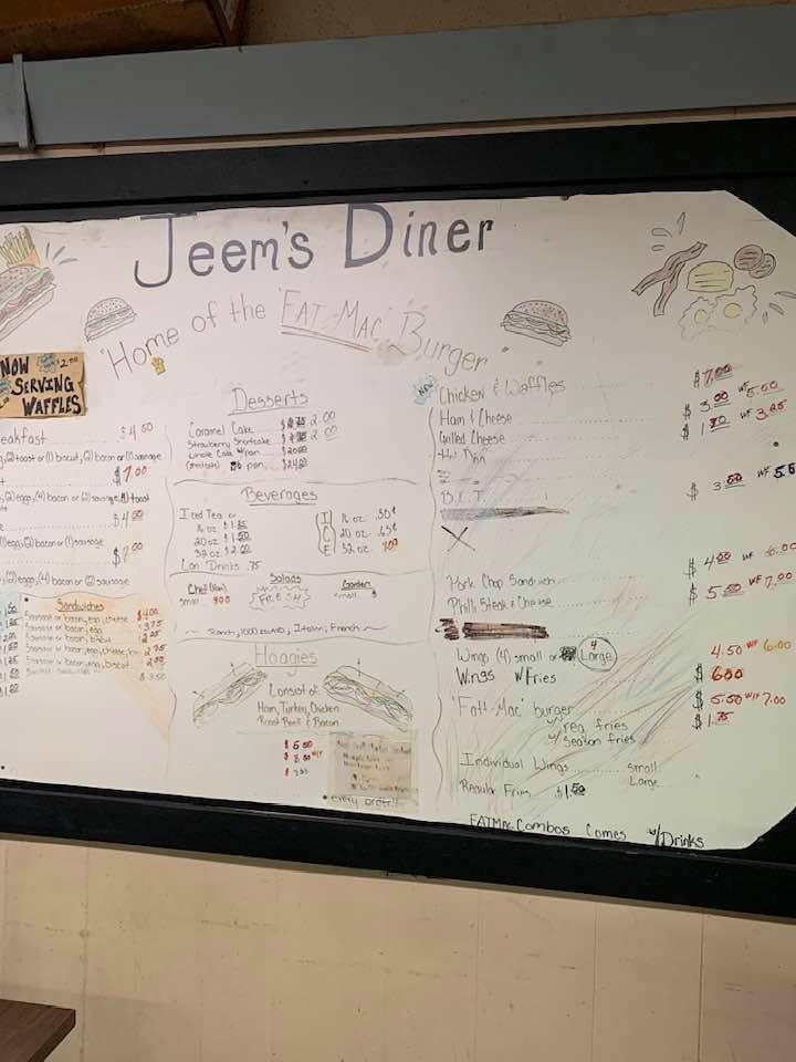 Menu at Jeems Diner fast food, Greenwood