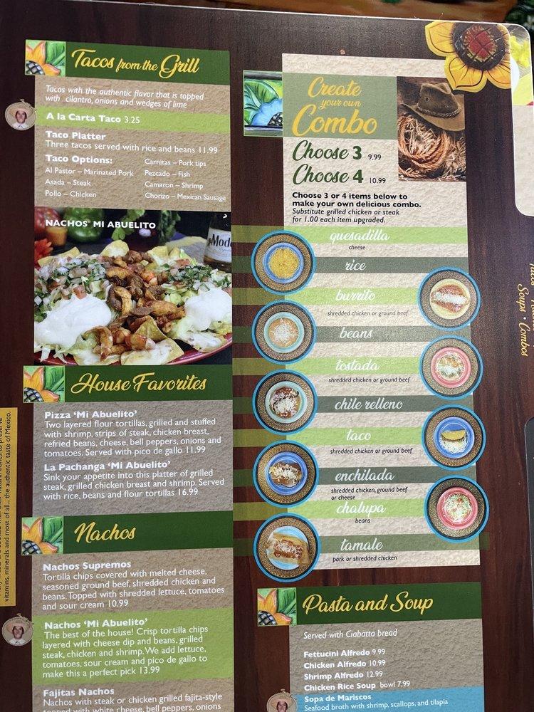 Menu at Mi Abuelito Mexican Restaurant 2, Indianapolis