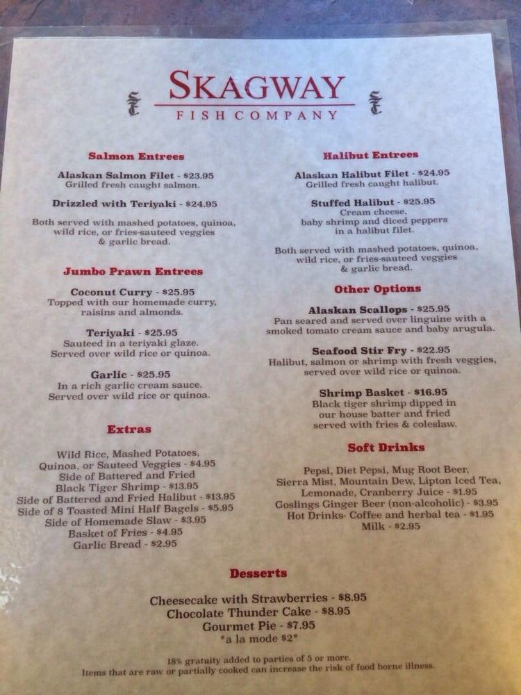 Menu at Skagway Fish Company restaurant, Skagway