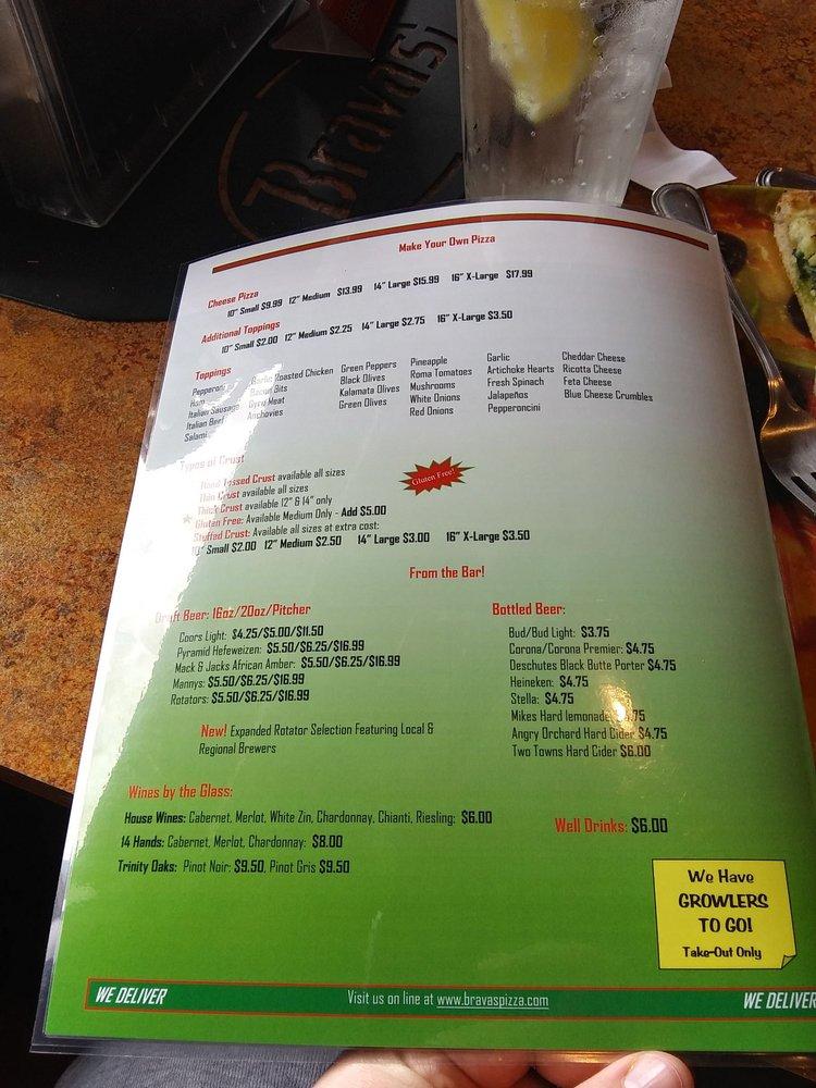 Menu at Brava's Pizza & Pasta pizzeria, Snohomish