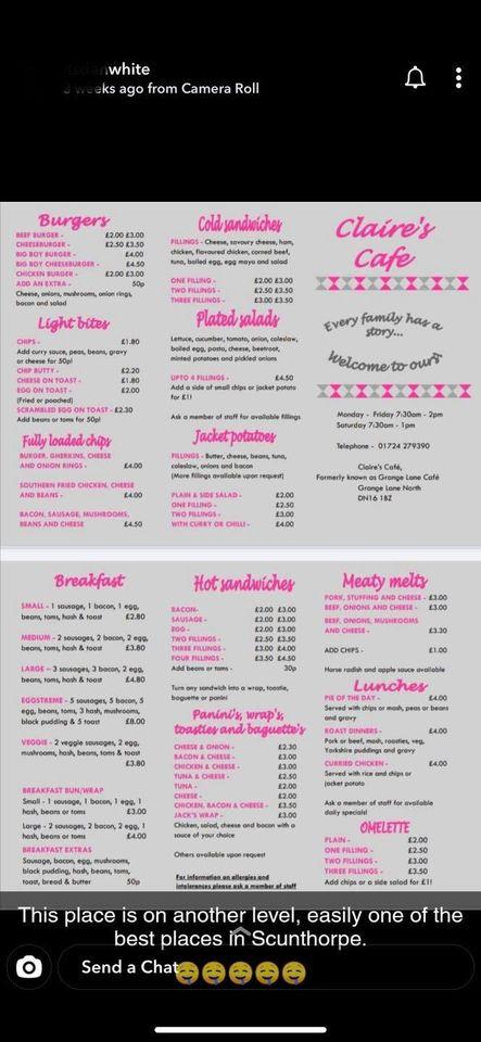 menu-at-claire-s-cafe-scunthorpe-grange-ln-n