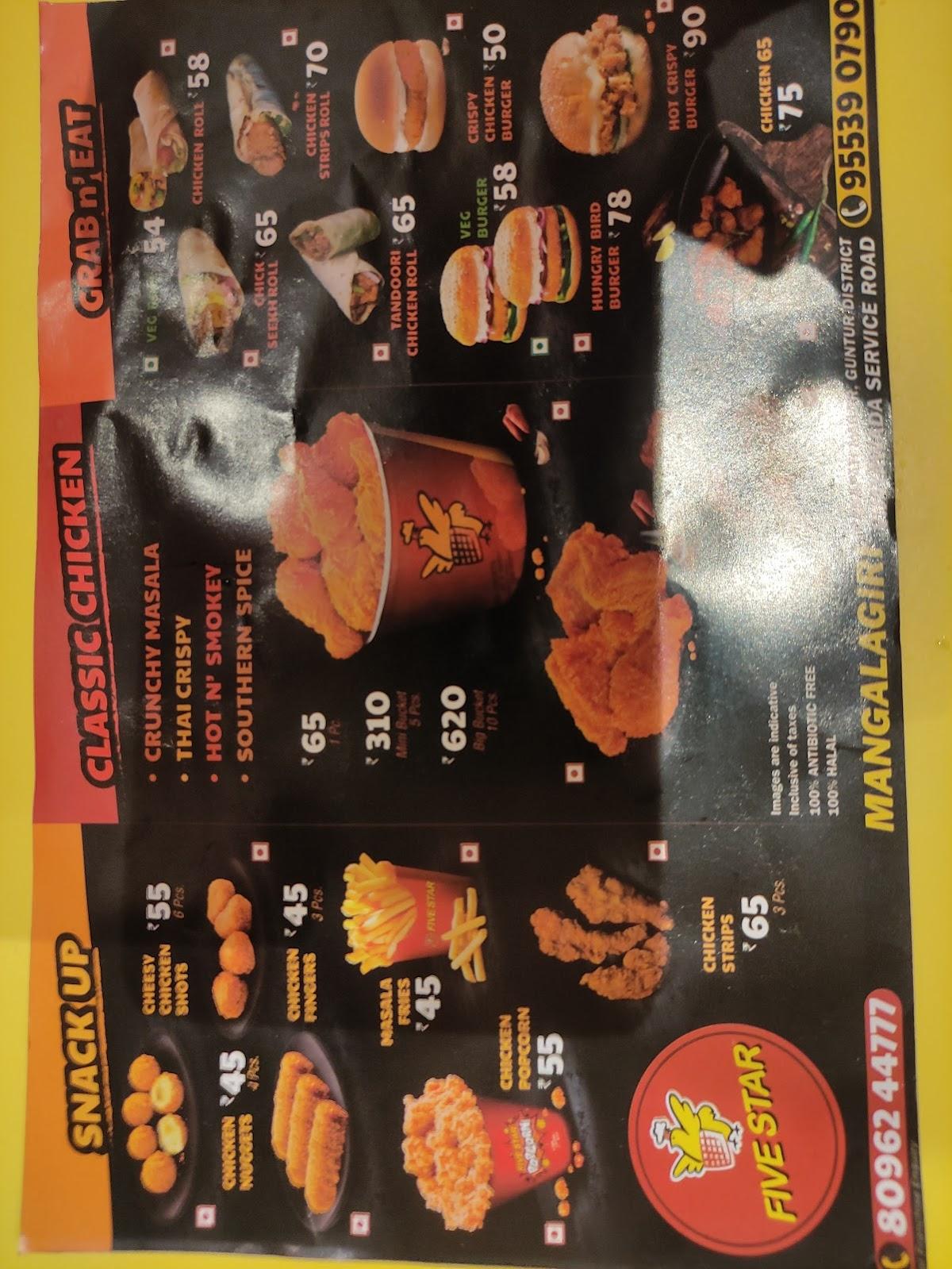 Menu At Five Star Chicken-koli Hut, Mangalagiri