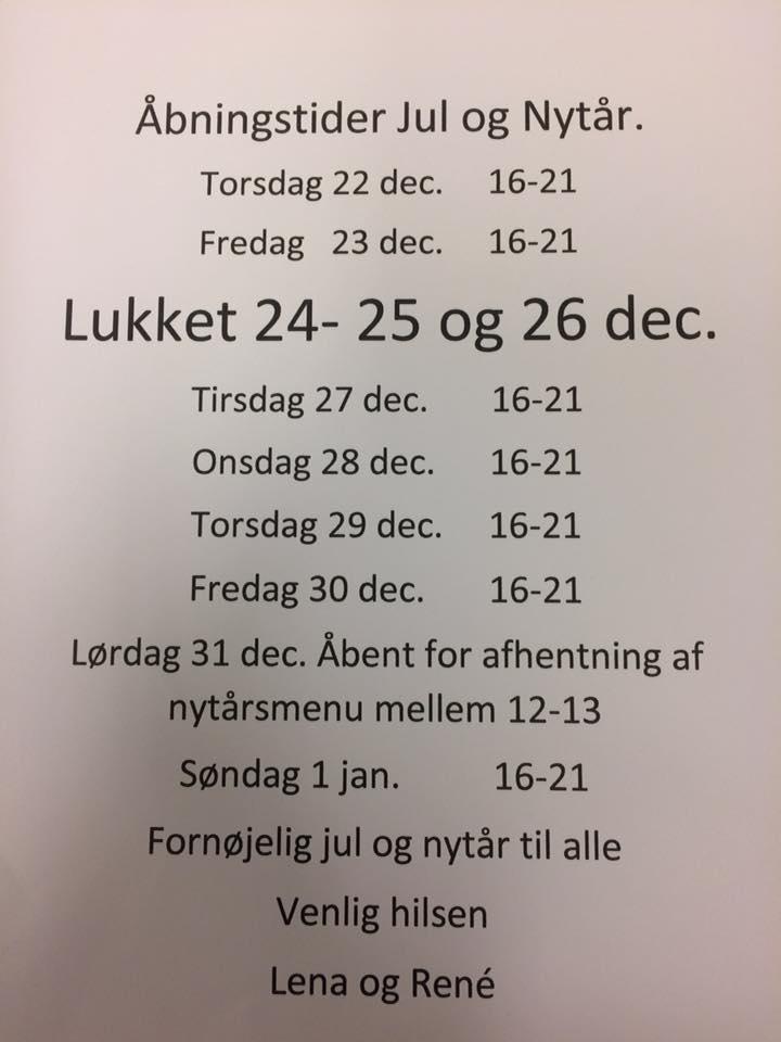 Menu at Den Fornøjelige restaurant, Ålbæk