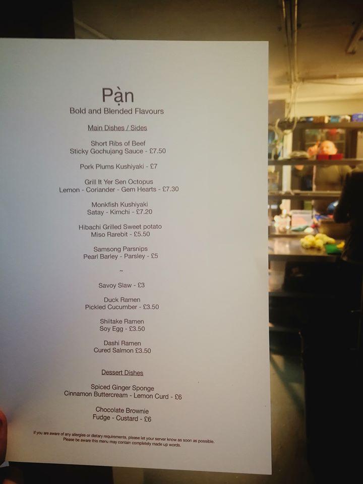 Menu at Pan Restaurant Ltd, Wokingham