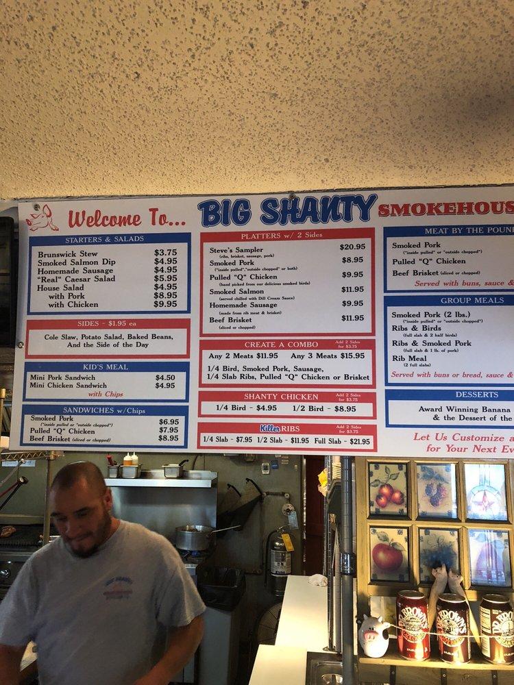 Menu at Big Shanty Smokehouse BBQ, Kennesaw