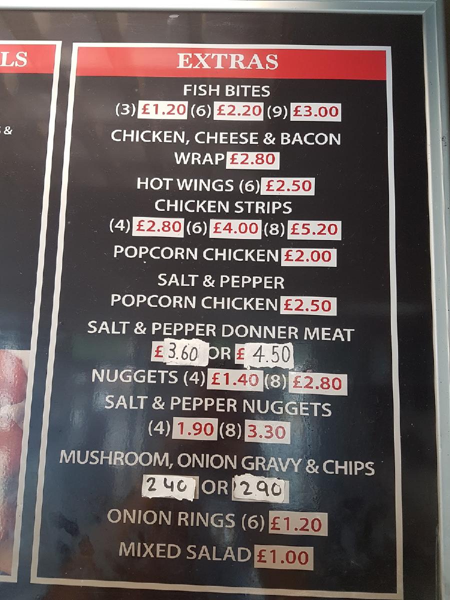 Menu at Hale Road Fish Bar, Widnes, 488 Hale Rd