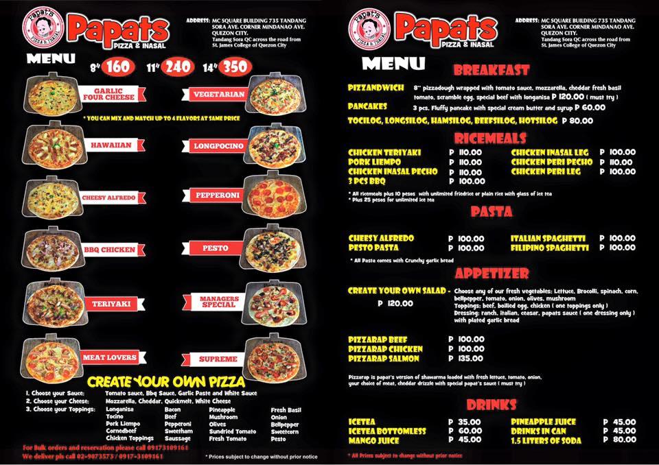 Меню ресторана Papats pizza and inasal, КесонСити, 32