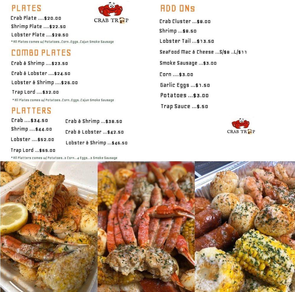 Menu at Crab Trap restaurant, Chattanooga, Brainerd Rd