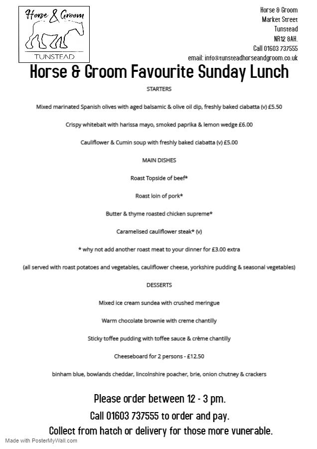 Menu at Horse & Groom pub & bar, Norwich