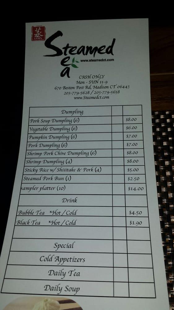 Menu at Steamed restaurant, Madison