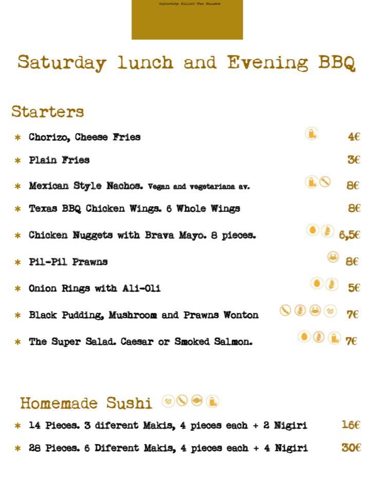 Menu at Diego's wine bar and charcoal house, CastletownBearhaven