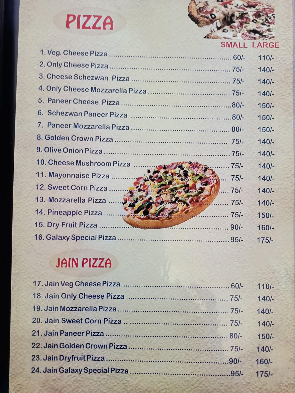 Menu at Galaxy Pizza, Badlapur