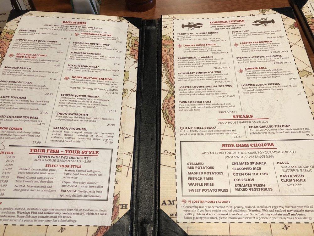 Menu at PJ Lobster House pub & bar, Port Jefferson, 134 Main St