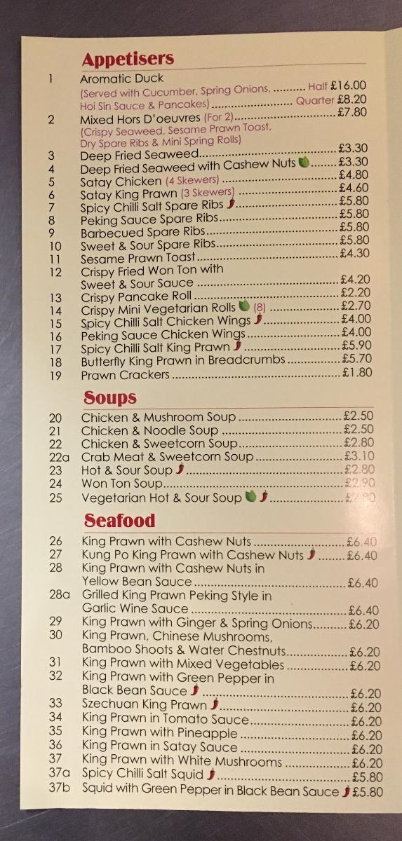Menu at Jasmine fast food, ShorehambySea