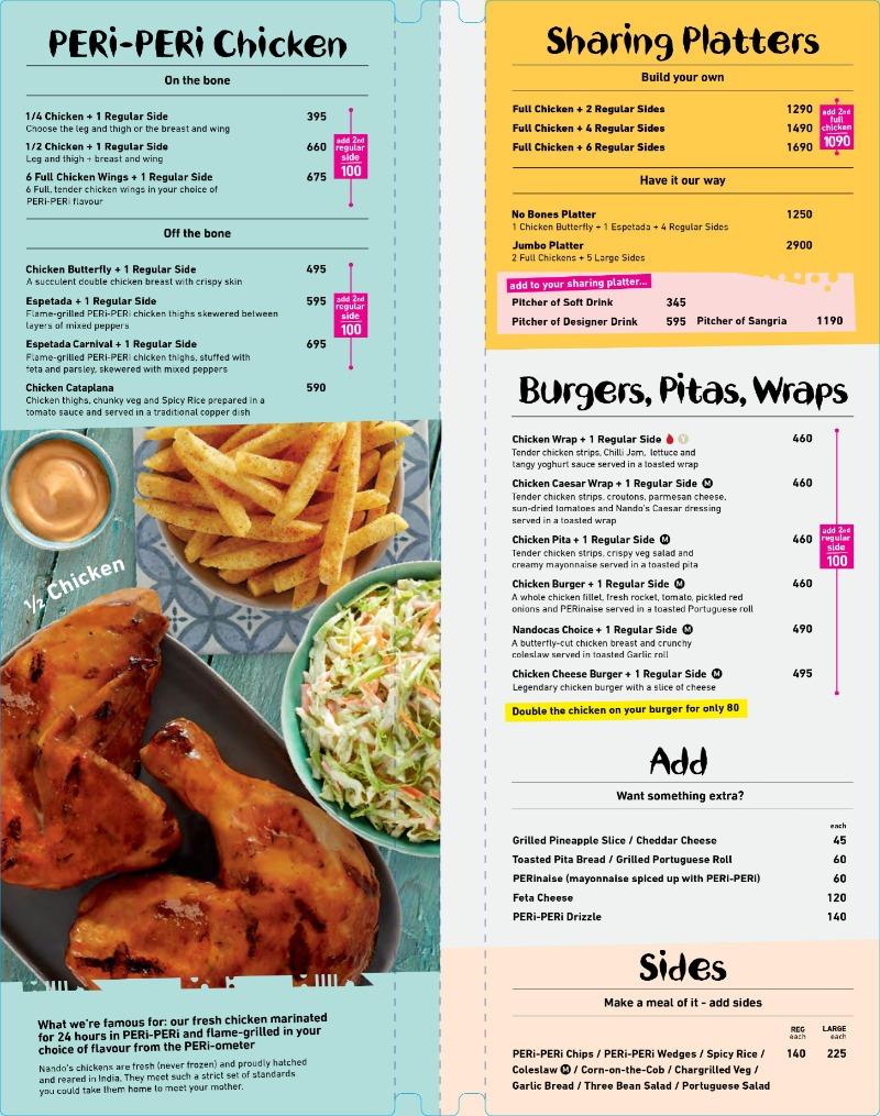 Menu at Nando's Elante, Chandigarh, Elante Mall