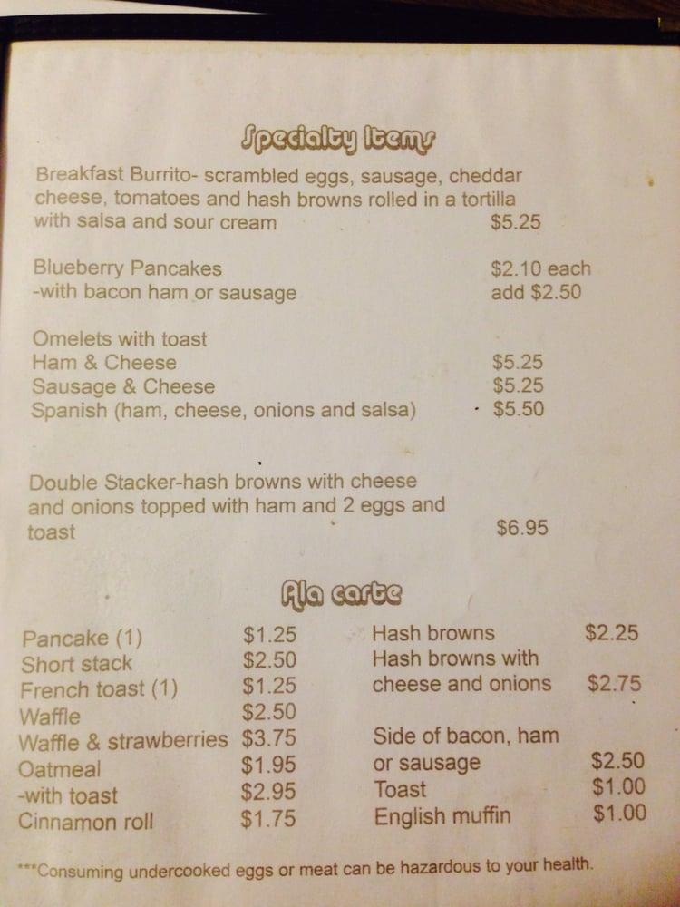 Menu at Wendy's Place restaurant, Minong