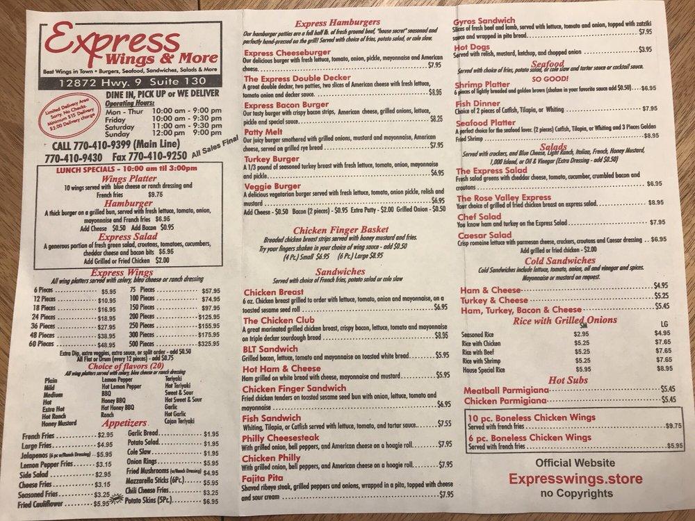 Menu at Express Wings & More restaurant, Milton