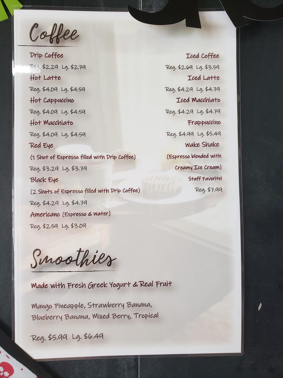 Menu at Z Beans Coffee Hinesville pub & bar, Hinesville