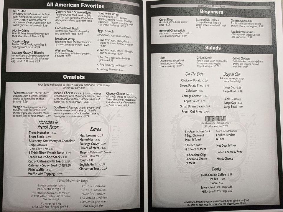 Menu at Deb's Diner restaurant, Ashtabula