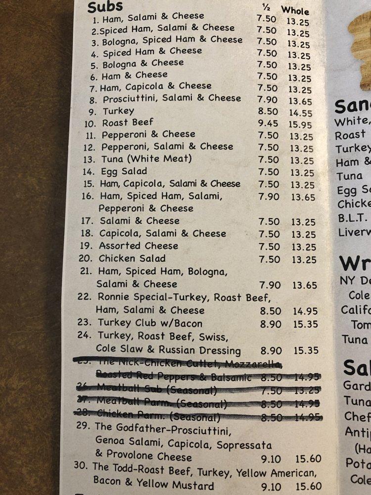 Menu at Driftwood Deli & Sub Shop restaurant, Toms River