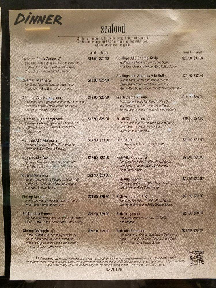 Menu at Assaggio restaurant, Honolulu, Ala Moana Blvd Suite 1259