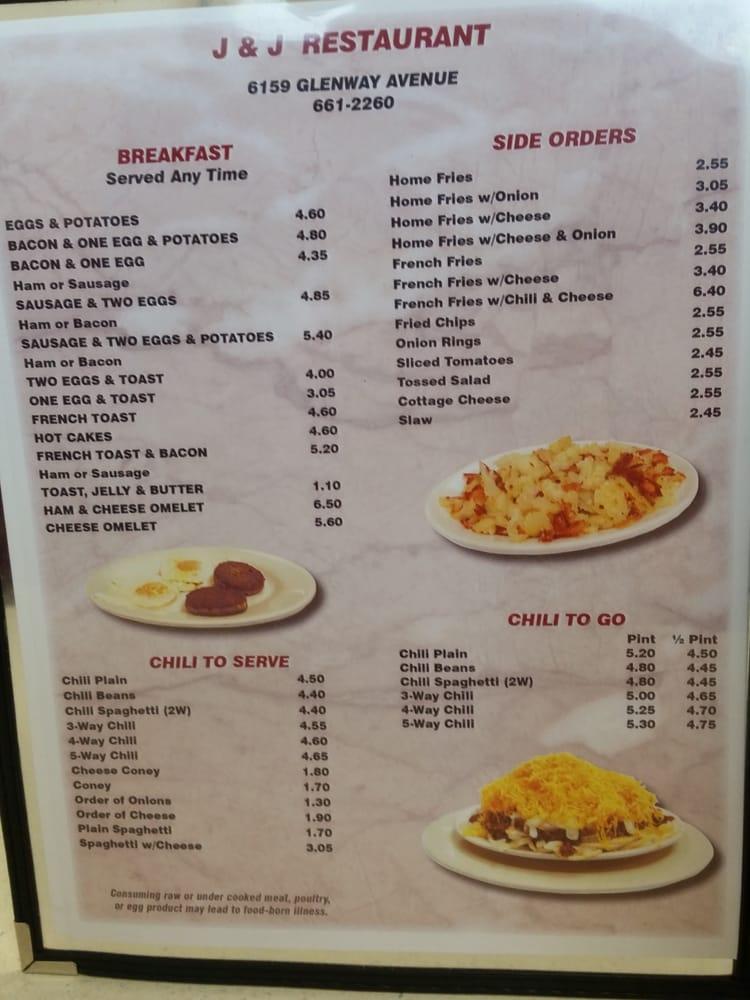 Menu at J & J Restaurant, Cincinnati