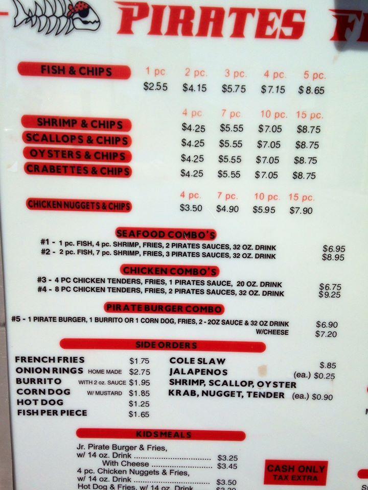 Menu at Pirate's Fish & Chips fast food, Casa Grande