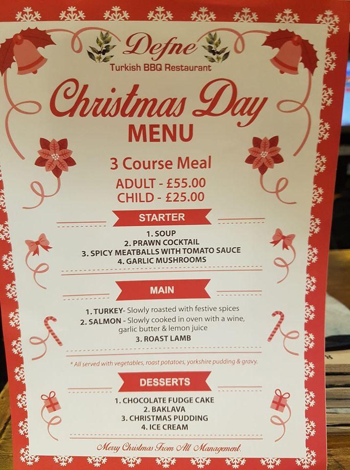 Menu at Defne Turkish BBQ Restaurant, Liverpool