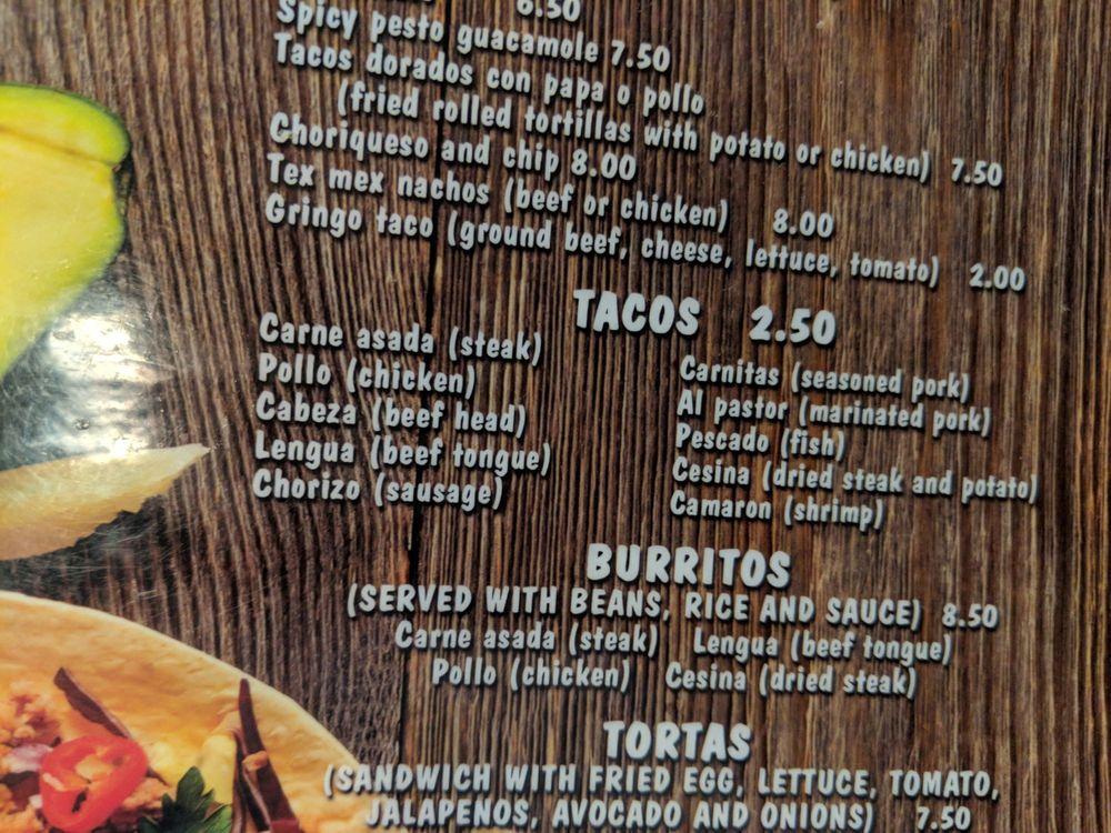 Menu at Tacos & Tequila on Main BBQ, Speedway
