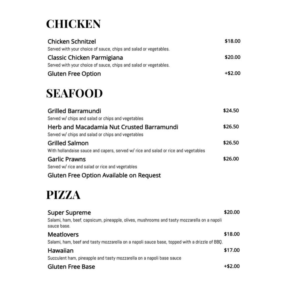 Menu at Royal Hotel Harrisville pub & bar, Harrisville