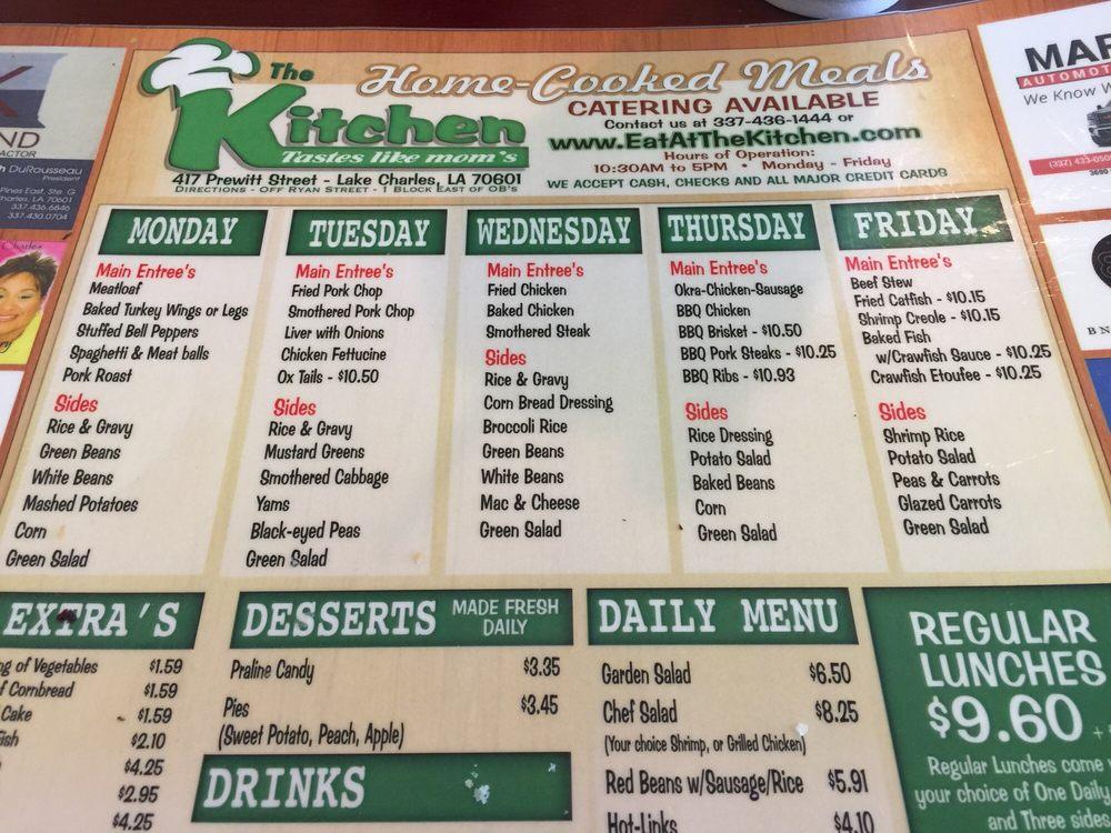 Menu at The Kitchen restaurant, Lake Charles, 417 Prewitt St