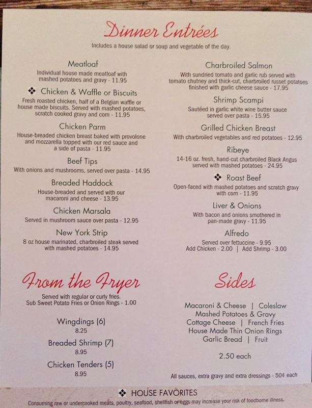 Menu at The Shore Diner restaurant, Jersey Shore