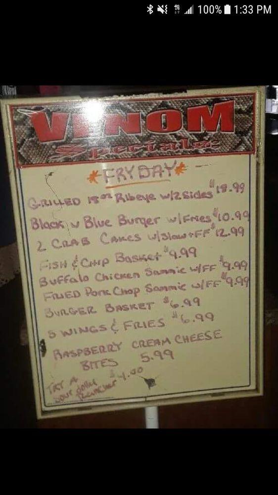 Menu at Venom's Back Room Bar & Grill, New Port Richey