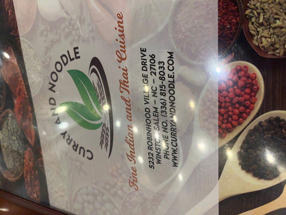 Menu at Curry and Noodle restaurant, WinstonSalem